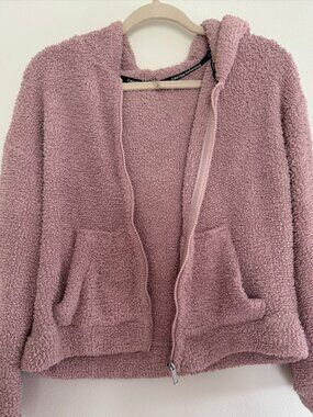 Pink Terry Calvin Klein Cropped Zip Up | M